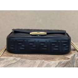 Fendi Baguette Chain Midi Bag In Black Nappa Leather FBS24004