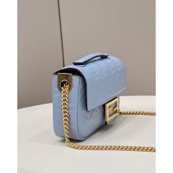 Fendi Baguette Chain Midi Bag In Blue Nappa Leather FBS24005