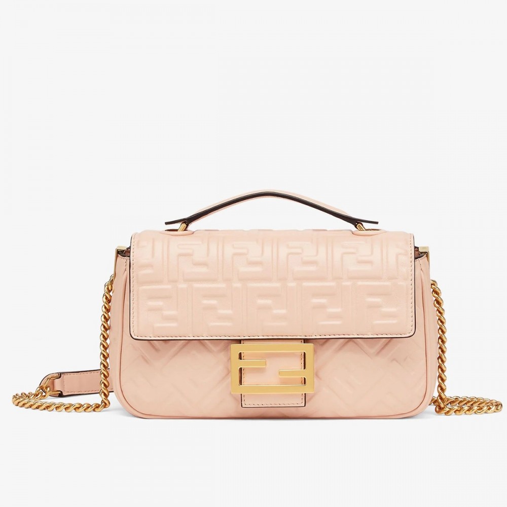 Fendi Baguette Chain Midi Bag In Powder Nappa Leather FBS24006