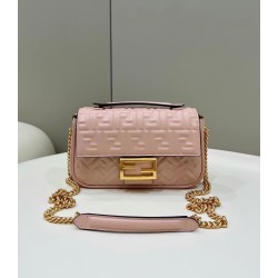 Fendi Baguette Chain Midi Bag In Powder Nappa Leather FBS24006