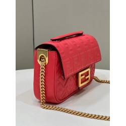 Fendi Baguette Chain Midi Bag In Red Nappa Leather FBS24007