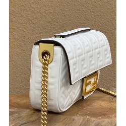 Fendi Baguette Chain Midi Bag In White Nappa Leather FBS24009