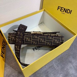 Fendi Baguette Large Bag In FF Fabric With Black Trim FBS24010