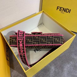 Fendi Baguette Large Bag In FF Fabric With Pink Trim FBS24011