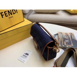 Fendi Baguette Medium Bag In Blue Denim FBS24014