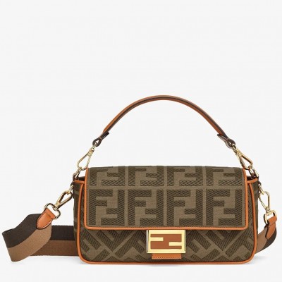 Fendi Baguette Medium Bag In Green Denim FBS24017