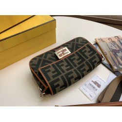 Fendi Baguette Medium Bag In Green Denim FBS24017