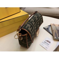 Fendi Baguette Medium Bag In Green Denim FBS24017