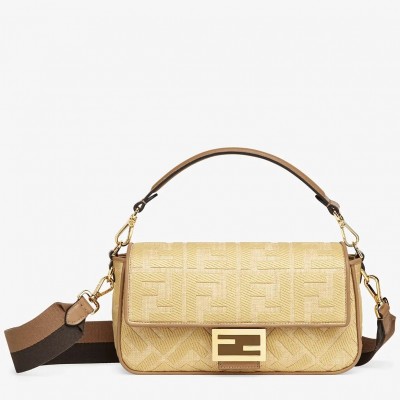 Fendi Baguette Medium Bag In Natural Straw FBS24019