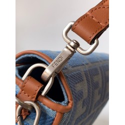 Fendi Baguette Medium Bag in Denim with FF Embroidery FBS24015