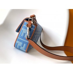 Fendi Baguette Medium Bag in Denim with FF Embroidery FBS24015