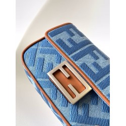 Fendi Baguette Mini Bag in Denim with FF Embroidery FBS24022