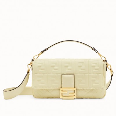 Fendi Beige FF Motif Large Baguette Bag FBS24024