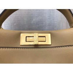 Fendi Beige Peekaboo Medium Bag With Pequin Motif FBS24026