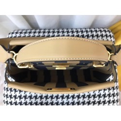 Fendi Beige Peekaboo Medium Bag With Pequin Motif FBS24026