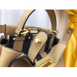 Fendi Beige Peekaboo Medium Bag With Pequin Motif FBS24026