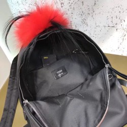 Fendi Black Bag Bugs Eyes Fox Fur Backpack FBS24035