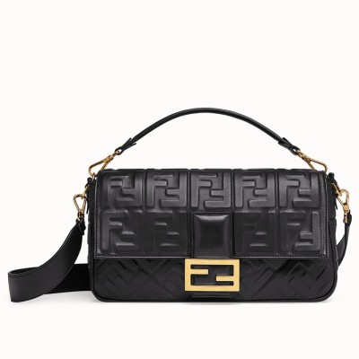 Fendi Black FF Motif Large Baguette Bag FBS24042