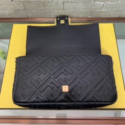 Fendi Black FF Motif Large Baguette Bag FBS24042