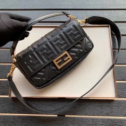 Fendi Black FF Motif Medium Baguette Bag FBS24043