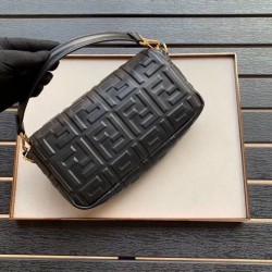 Fendi Black FF Motif Medium Baguette Bag FBS24043