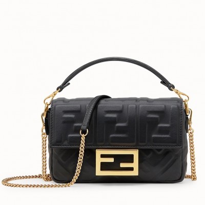 Fendi Black FF Motif Mini Baguette Bag FBS24044