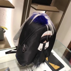 Fendi Black Fur Depict Karlito Appliques Backpack FBS24045