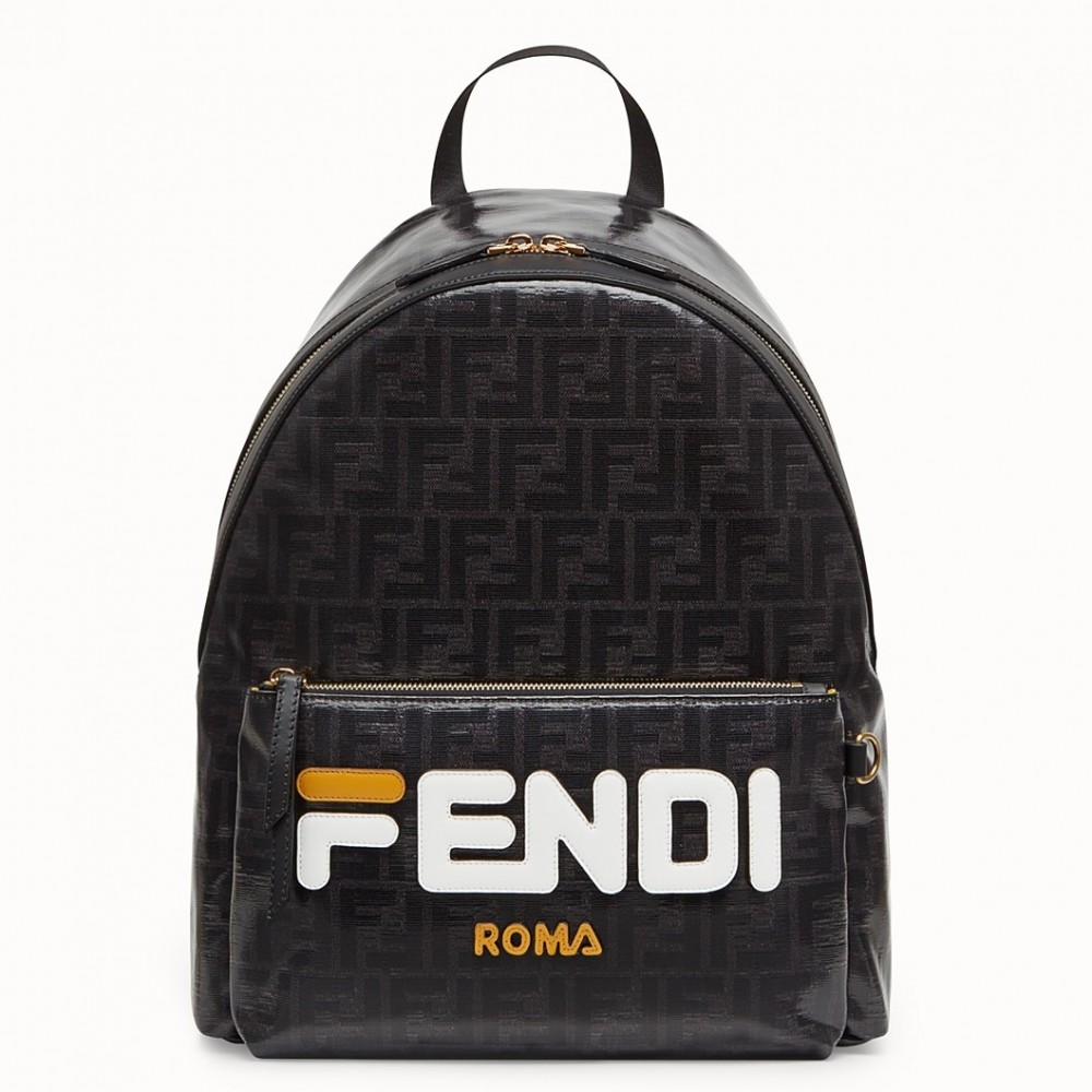 Fendi Black Glazed Fabric Large Backpack FBS24046