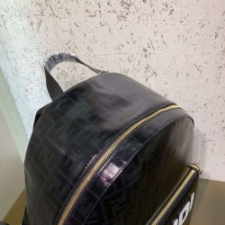 Fendi Black Glazed Fabric Large Backpack FBS24046