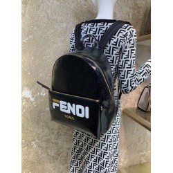 Fendi Black Glazed Fabric Large Backpack FBS24046