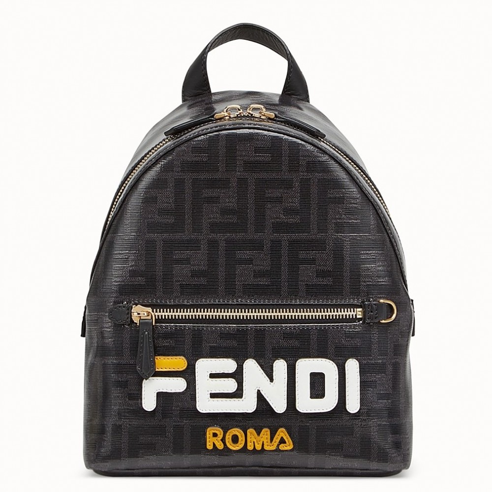 Fendi Black Glazed Fabric Mini Backpack FBS24047