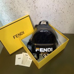 Fendi Black Glazed Fabric Mini Backpack FBS24047