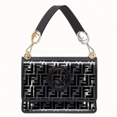 Fendi Black Kan I F Bag In Transparent PU FBS24049