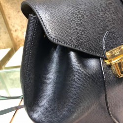 Fendi Black Leather Logo Backpack FBS24058