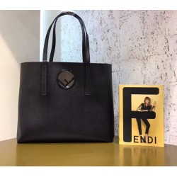 Fendi Black Leather Logo Shopper Bag FBS24059