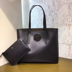 Fendi Black Leather Logo Shopper Bag FBS24059