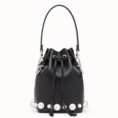 Fendi Black Mini Mon Tresor Pearls Bucket Bag FBS24064