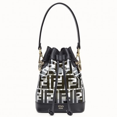 Fendi Black Mon Tresor Mini Bucket Bag In Transparent PU FBS24065