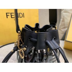 Fendi Black Mon Tresor Mini Bucket Bag In Transparent PU FBS24065