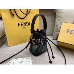 Fendi Black Mon Tresor Mini Bucket Bag In Transparent PU FBS24065