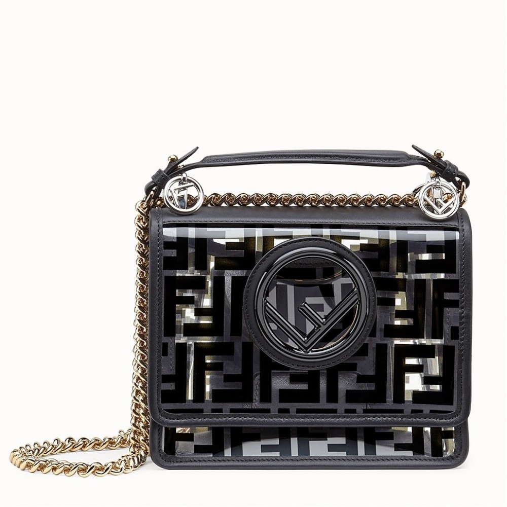 Fendi Black Small Kan I F Bag In Transparent PU FBS24074