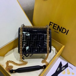 Fendi Black Small Kan I F Bag In Transparent PU FBS24074