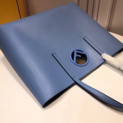 Fendi Blue Leather Logo Shopper Bag FBS24078