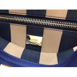 Fendi Blue Peekaboo Medium Bag With Pequin Motif FBS24079