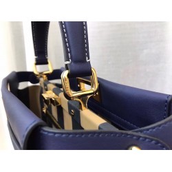 Fendi Blue Peekaboo Medium Bag With Pequin Motif FBS24079