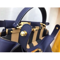 Fendi Blue Peekaboo Medium Bag With Pequin Motif FBS24079