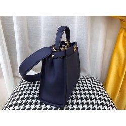 Fendi Blue Peekaboo Medium Bag With Pequin Motif FBS24079