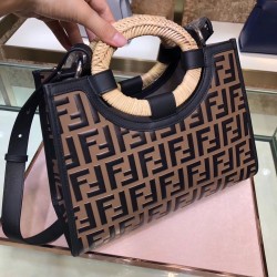 Fendi Brown FF Logo Runaway Shopper Bag FBS24082