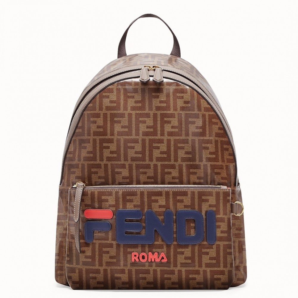 Fendi Brown Glazed Fabric Large Backpack FBS24084