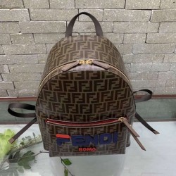 Fendi Brown Glazed Fabric Large Backpack FBS24084